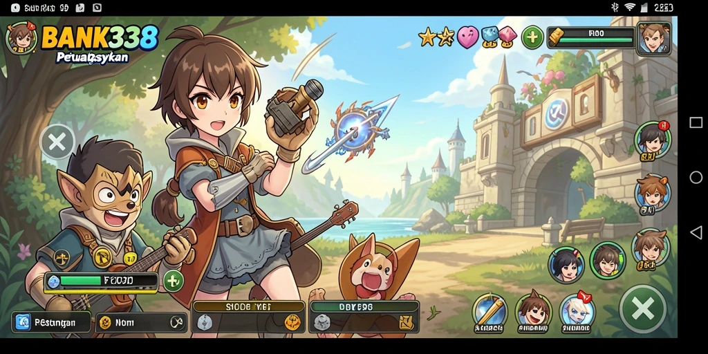 Tampilan gameplay seru BANK338 dengan karakter Anime yang dinamis.