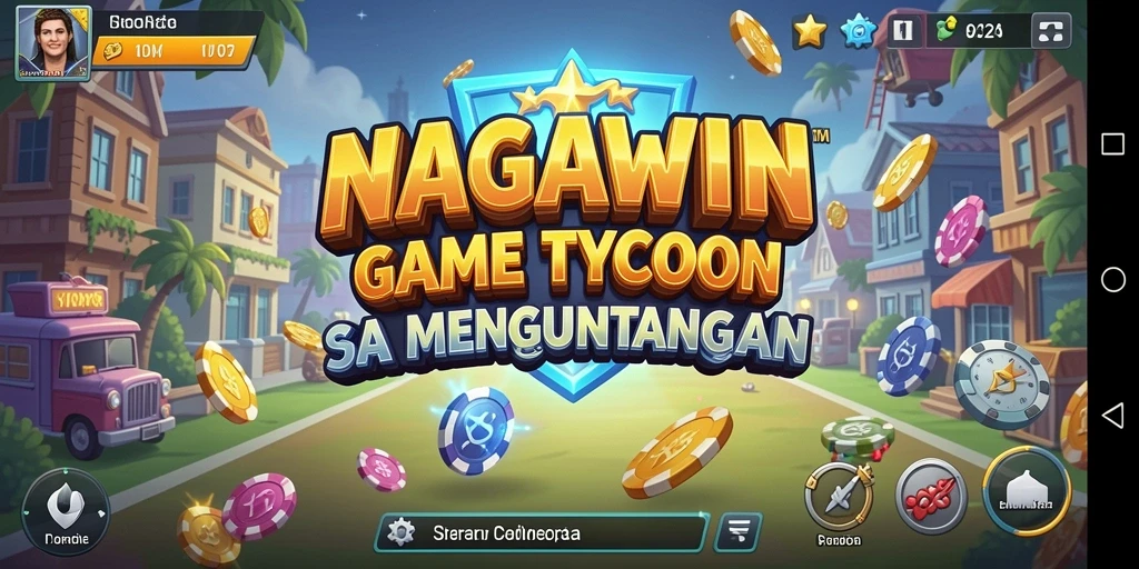 Screenshot gameplay NAGAWIN menampilkan manajemen bisnis yang seru.
