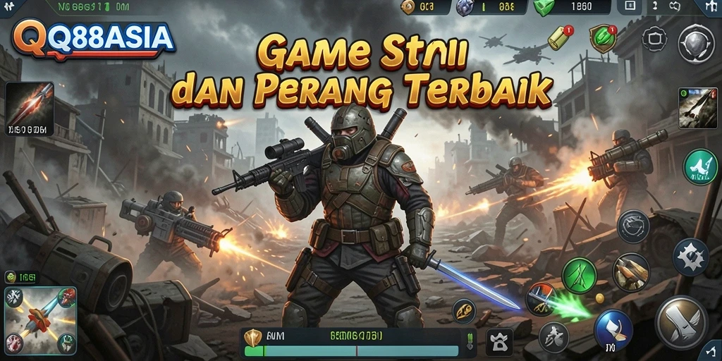 Screenshot utama QQ88ASIA menunjukkan aksi strategis dalam pertempuran.