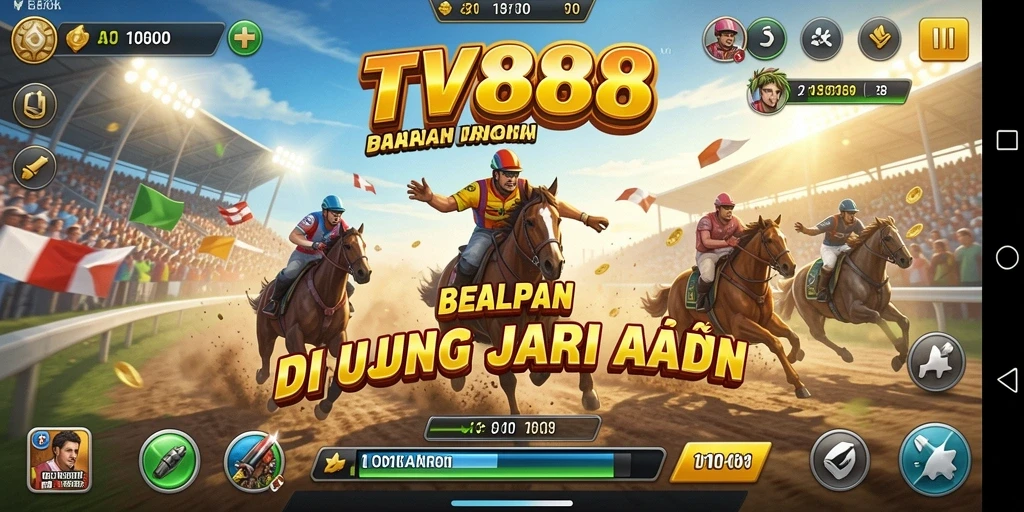 Tampilan mendebarkan dari gameplay balapan di TV888.